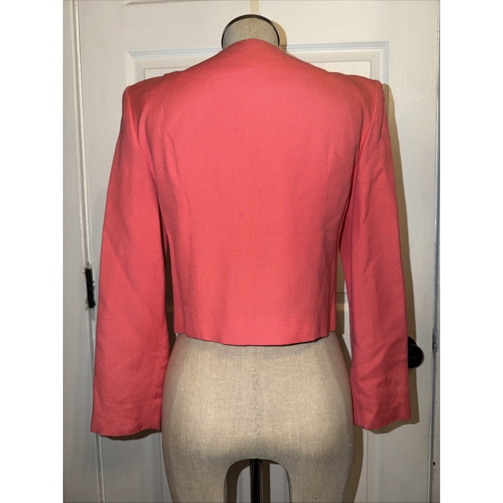 VTG‎ Christian Dior USA Sz 2 Power Blazer Jewel Oval Cabochon Buttons Crop 80's - Picture 7 of 12
